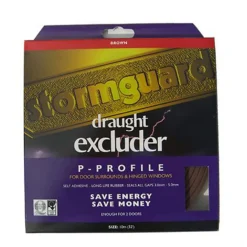 Stormguard P Profile Self-Adhesive Rubber Draught Excluder - Brown 10M