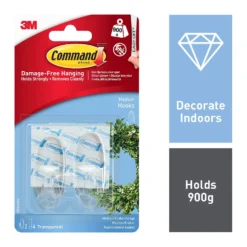 Command Medium Clear Hooks With Clear Strips
