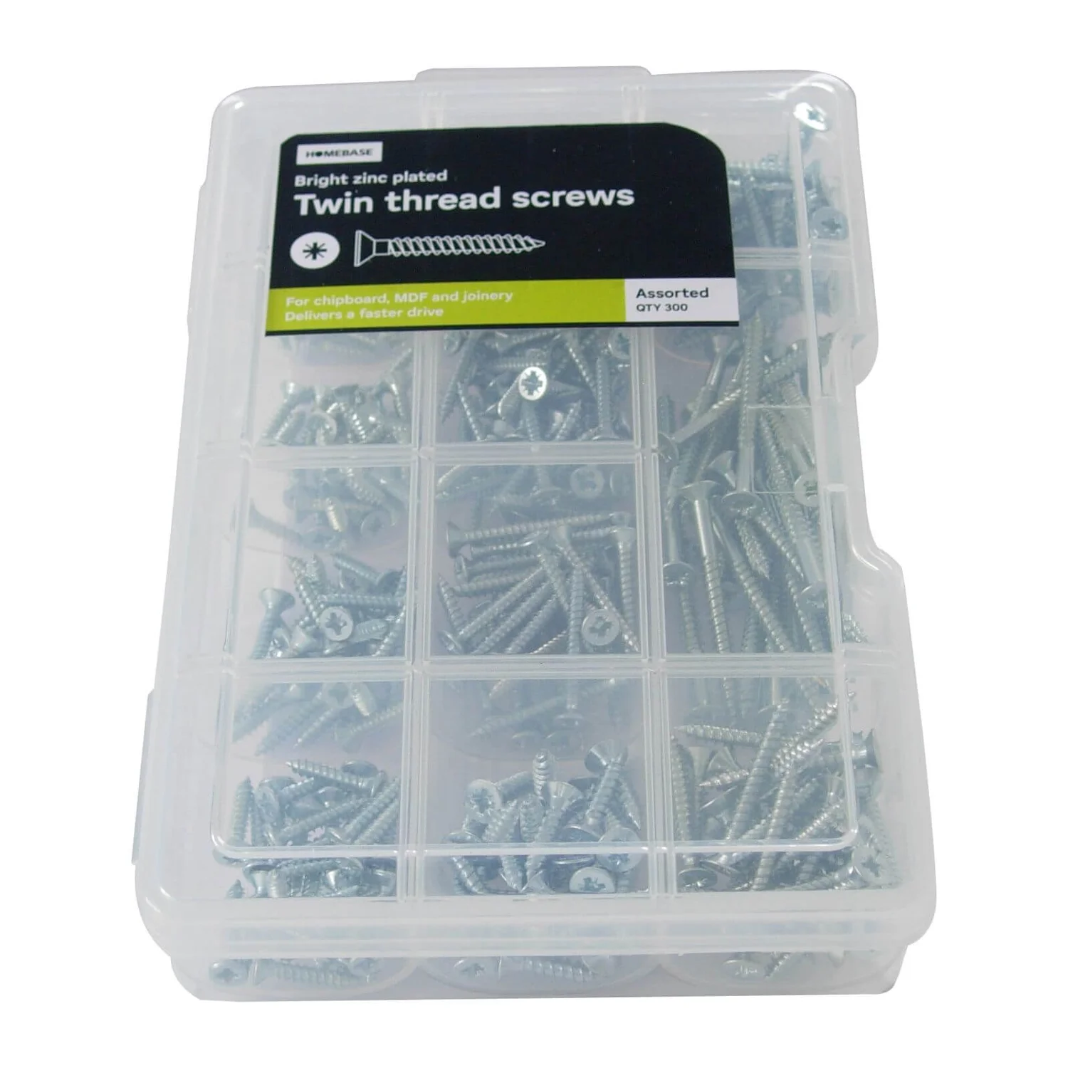 None Twin Thread Screw Kit - Bright Zinc Plated - Assorted- 300 Pack