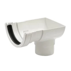 Polypipe Half Round Stop End Outlet - 112mm - White