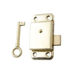 None Cupboard Lock - Brass Plate - 50mm