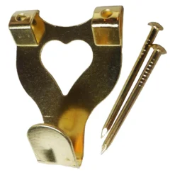 None Large Brass Picture Hooks - 3 Pack