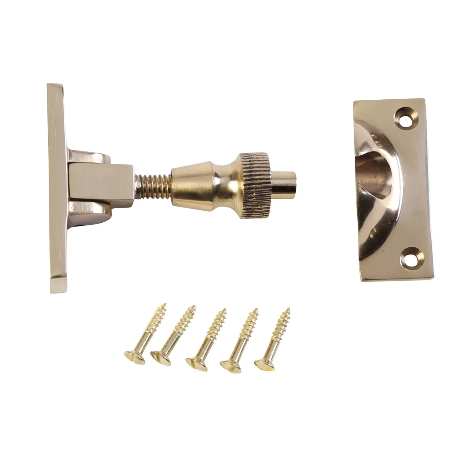 Screw Pattern Sash Window Fastener - Polished Brass - 55mm