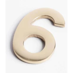 Polished Brass Numeral - Self Adhesive - 60mm - 6