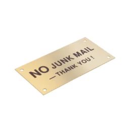 Brass No Junk Mail Sign - 95 X 47mm