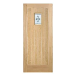 Cottage External Glazed Unfinished Oak 1 Lite Door - 915 X 2135mm