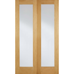 Pattern 20 Internal Glazed Unfinished Oak 1 Lite Pair Doors - 1168 X 1981mm