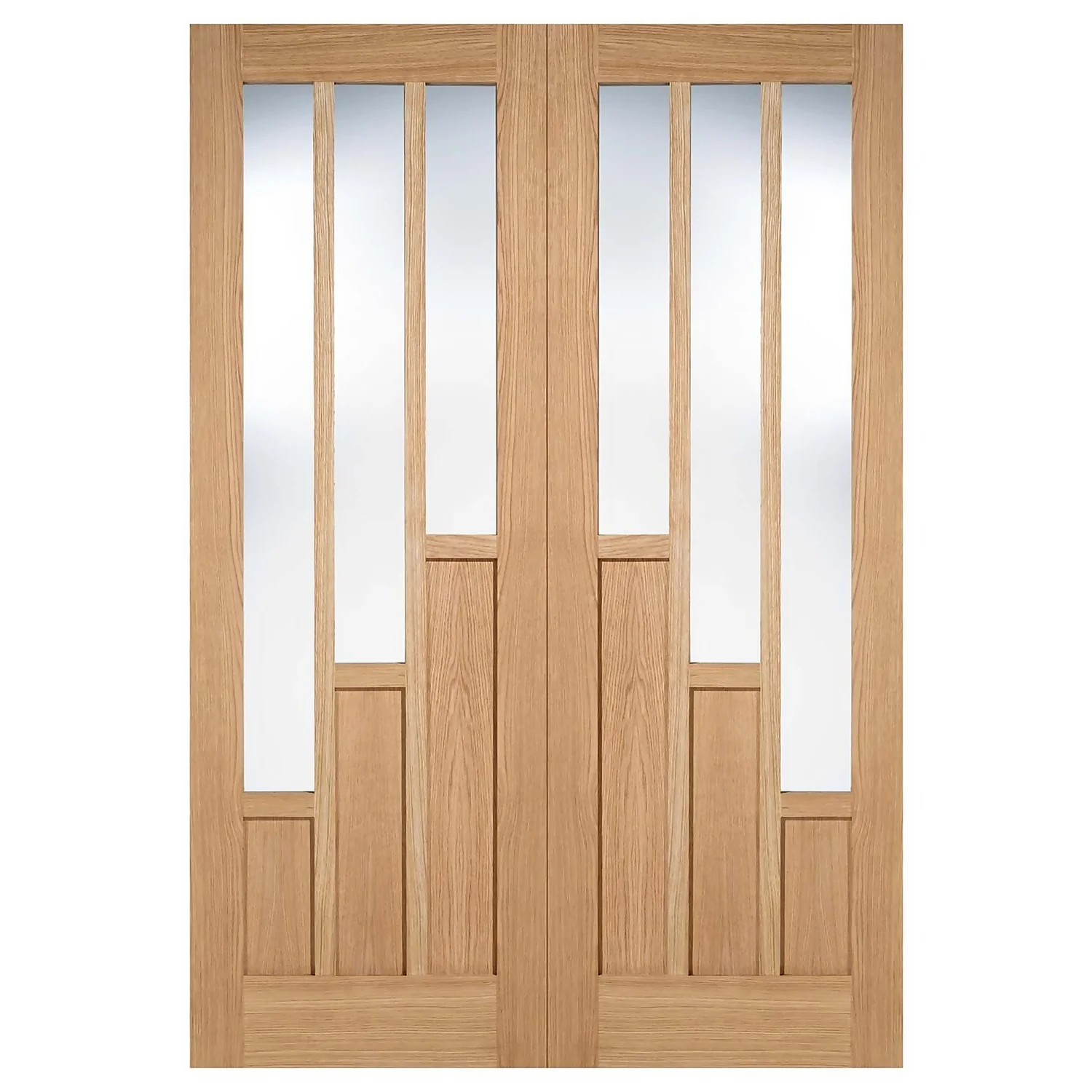 Coventry Internal Glazed Unfinished Oak 3 Lite Pair Doors - 1067 X 1981mm