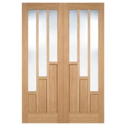 Coventry Internal Glazed Unfinished Oak 3 Lite Pair Doors - 1220 X 1981mm