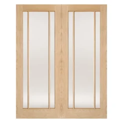 Lincoln Internal Glazed Unfinished Oak 3 Lite Pair Doors - 1372 X 1981mm