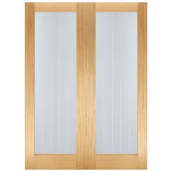 Mexicano Internal Glazed Unfinished Oak 1 Lite Pair Doors - 1067 X 1981mm