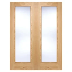 Vancouver Pattern 10 Internal Glazed Pre-Finished Oak 1 Lite Pair Doors - 1168 X 1981mm