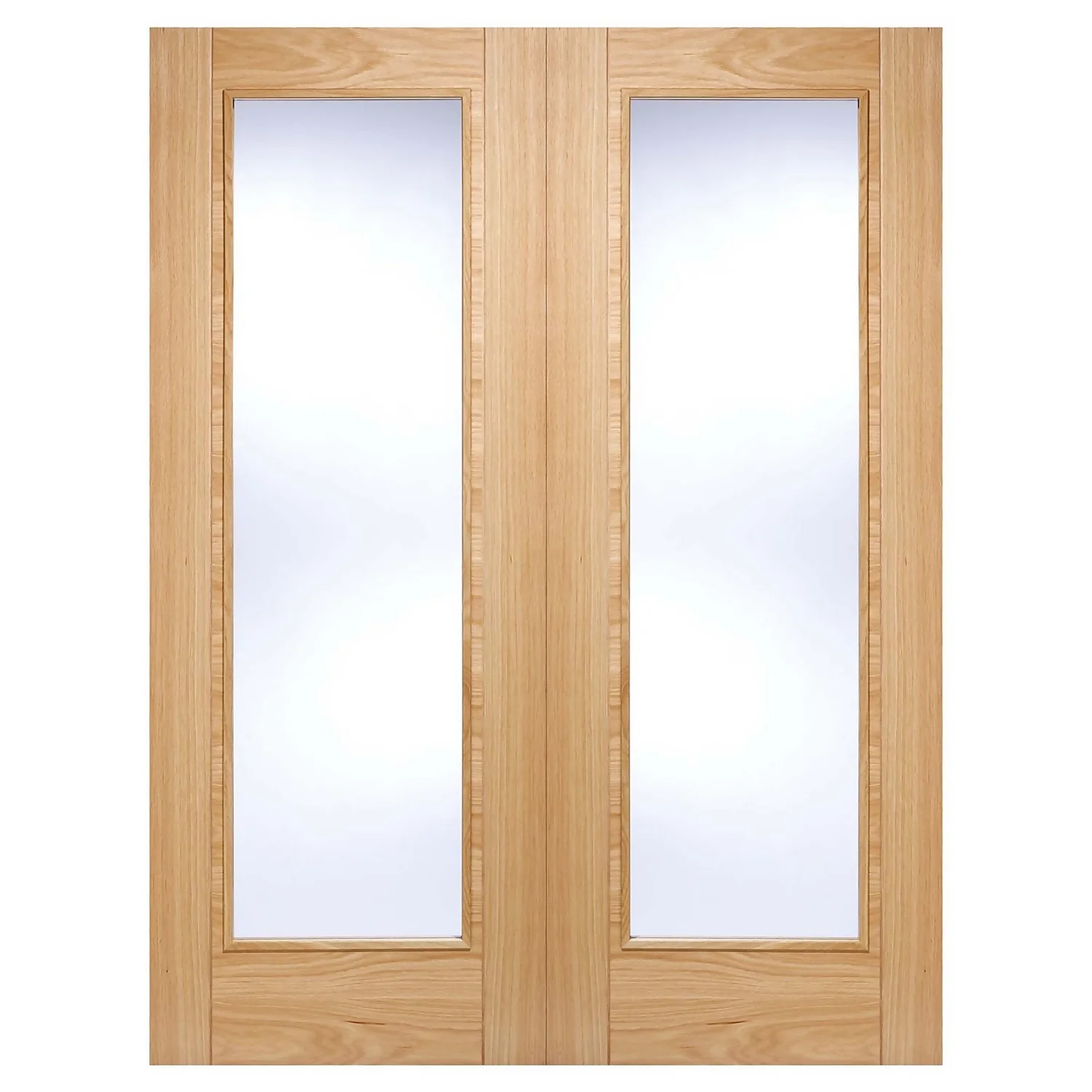 Vancouver Pattern 10 Internal Glazed Pre-Finished Oak 1 Lite Pair Doors - 1168 X 1981mm