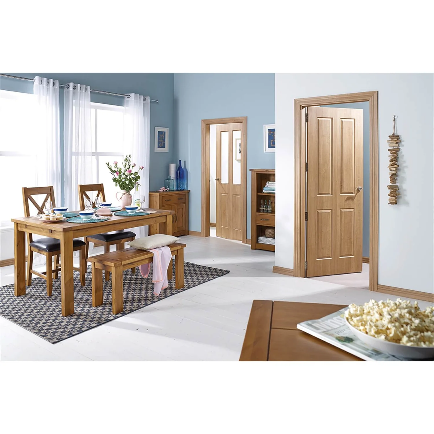 Regency Internal Prefinished Oak 4 Panel Fire Door - 838 X 1981mm - Image 2
