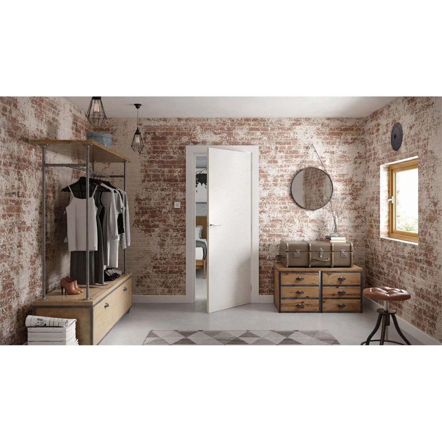 Ripple Diamond Textured Effect Flush Interior Door 1981 X 762mm - Image 2