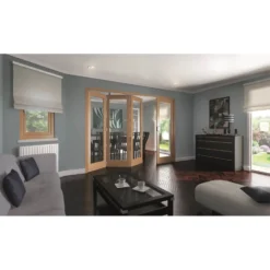 Shaker Oak 1 Light Clear Glazed Interior Folding Doors 3 X 1 2047 X 2849mm