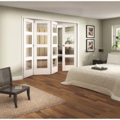 Shaker White Primed 4 Light Clear Glazed Interior Folding Doors 3 X 1 2047 X 2849mm