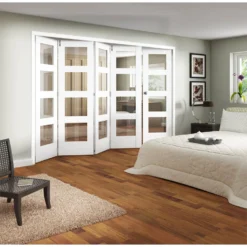 Shaker White Primed 4 Light Clear Glazed Interior Folding Doors 4 X 1 2047 X 3538mm