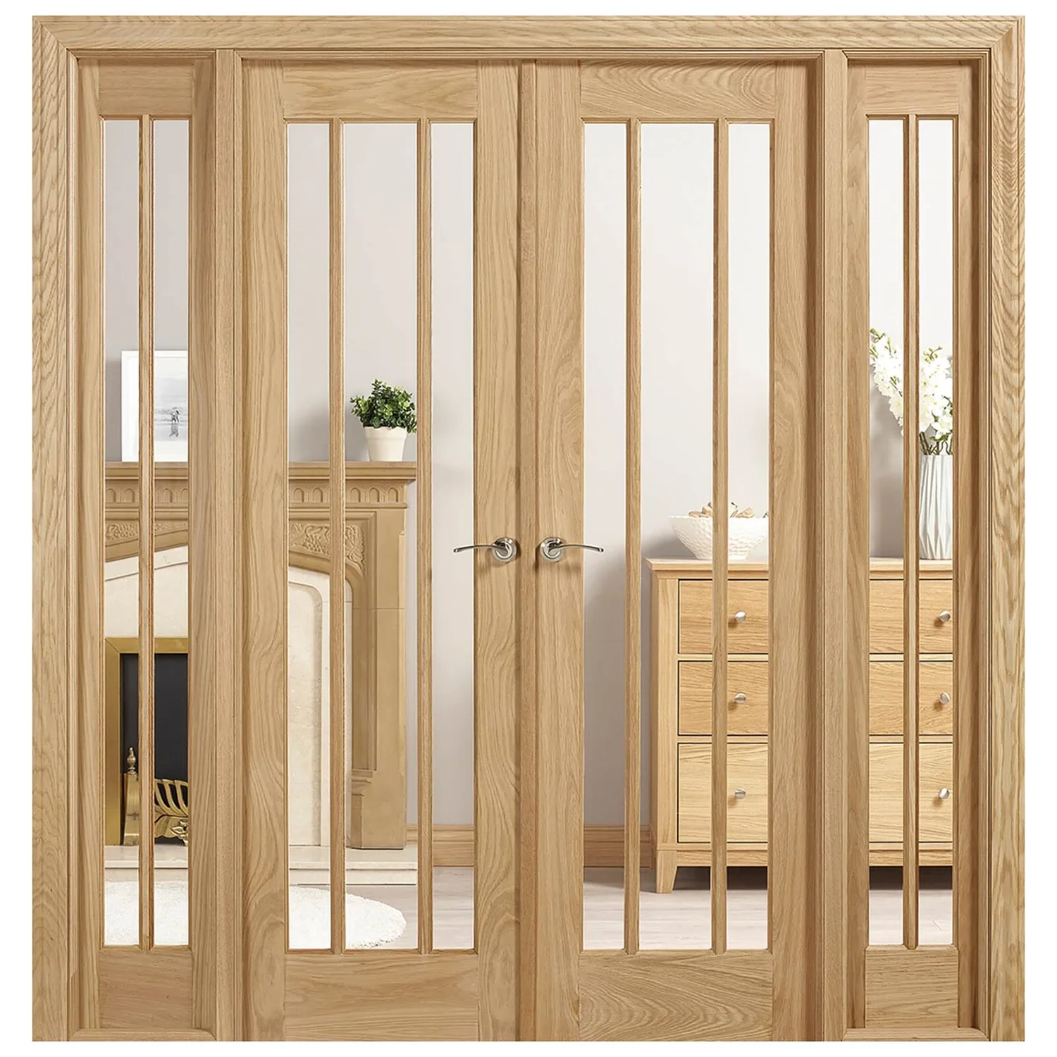 Lincoln Internal Glazed Unfinished Oak Room Divider - 1904 X 2031mm - Image 2