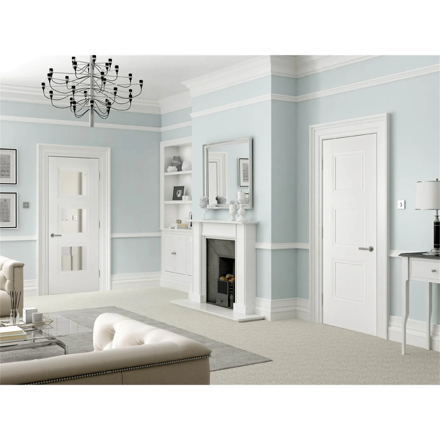 Amsterdam Internal Glazed Primed White 3 Lite Door - 762 X 1981mm - Image 2