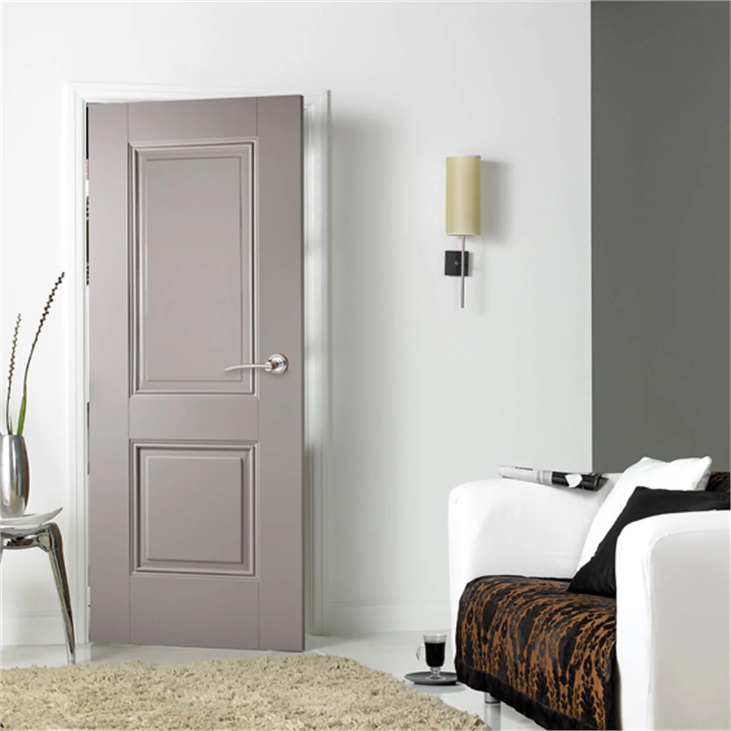 Arnhem Internal Primed Silk Grey 2 Panel Door - 838 X 1981mm - Image 2