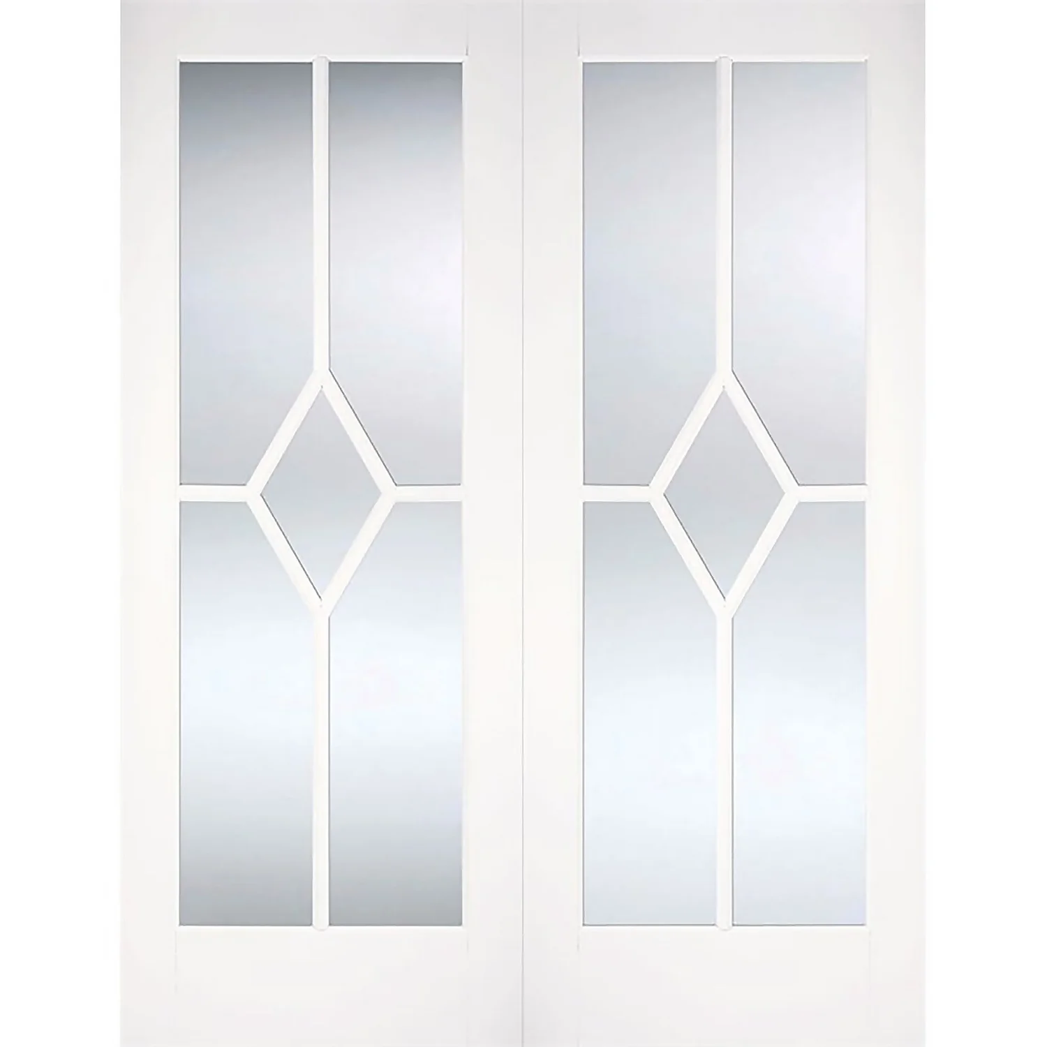 Reims Internal Glazed Primed White 5 Lite Pair Doors - 1372 X 1981mm
