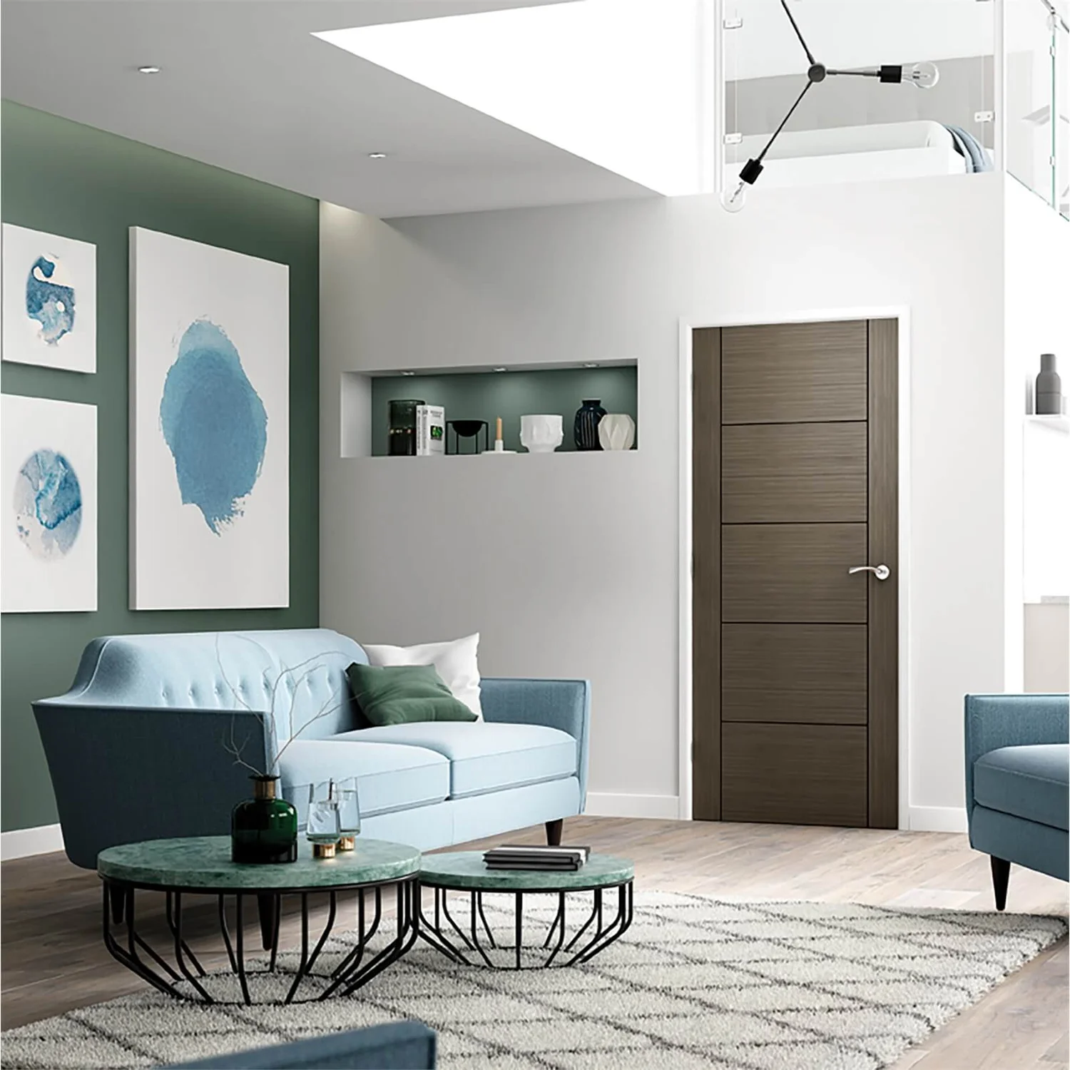 Vancouver Internal Prefinished Chocolate Grey 5 Panel Door - 686 X 1981mm - Image 2