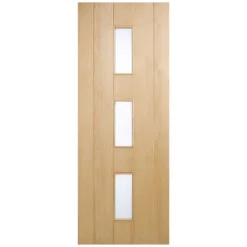 Copenhagen External Glazed Unfinished Oak 3 Lite Door - 838 X 1981mm
