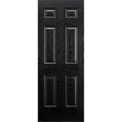 Colonial External Black GRP 6 Panel Door - 838 X 1981mm