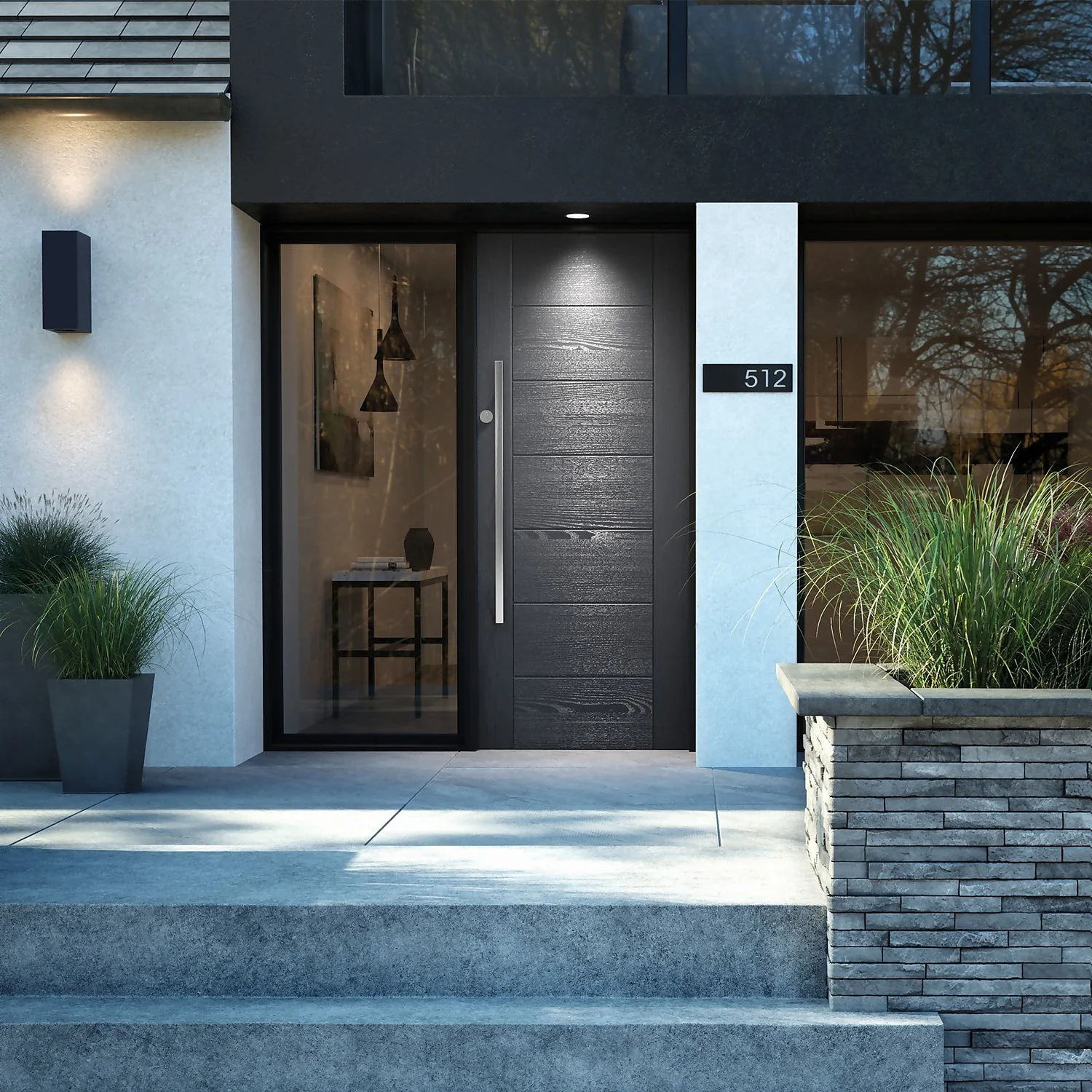 Modica External Anthracite Grey GRP Door - 838 X 1981mm - Image 2