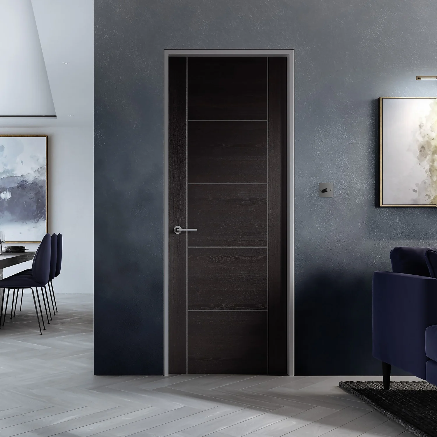 Vancouver Internal Dark Grey Laminate 5 Panel Door - 762 X 1981mm - Image 2