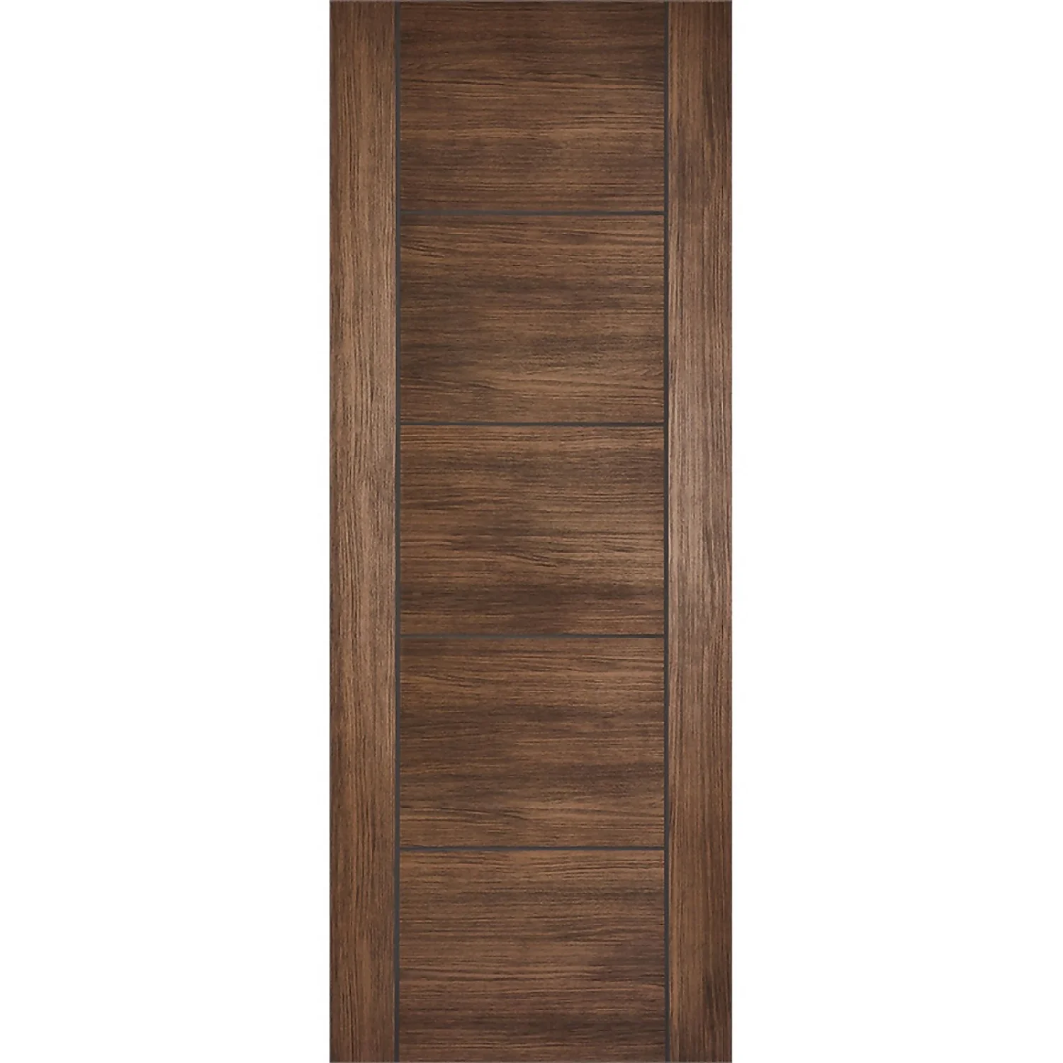 Vancouver Internal Walnut Laminate 5 Panel Door - 838 X 1981mm