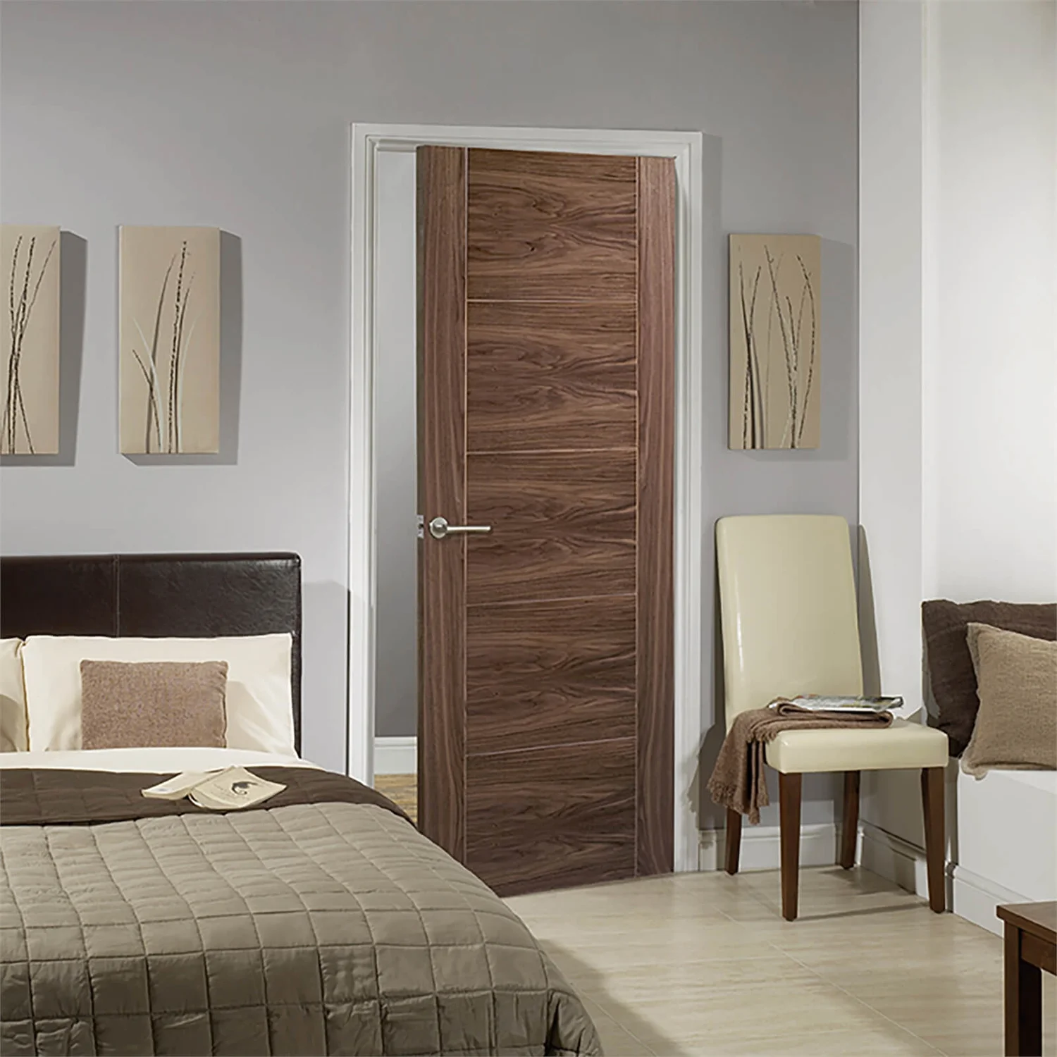 Vancouver Internal Walnut Laminate 5 Panel Door - 838 X 1981mm - Image 2