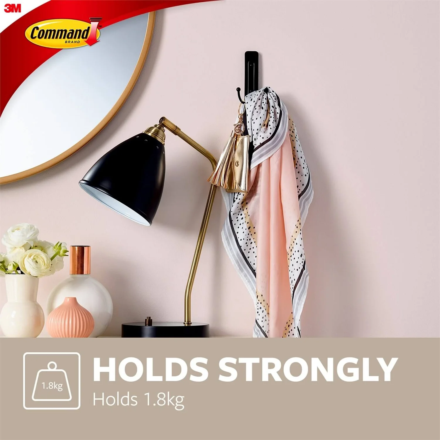 Command Large Self Adhesive Double Hook - Matte Black - Image 2