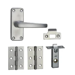 None Homebuild Short Backplate Internal Door Pack - Brushed Aluminium