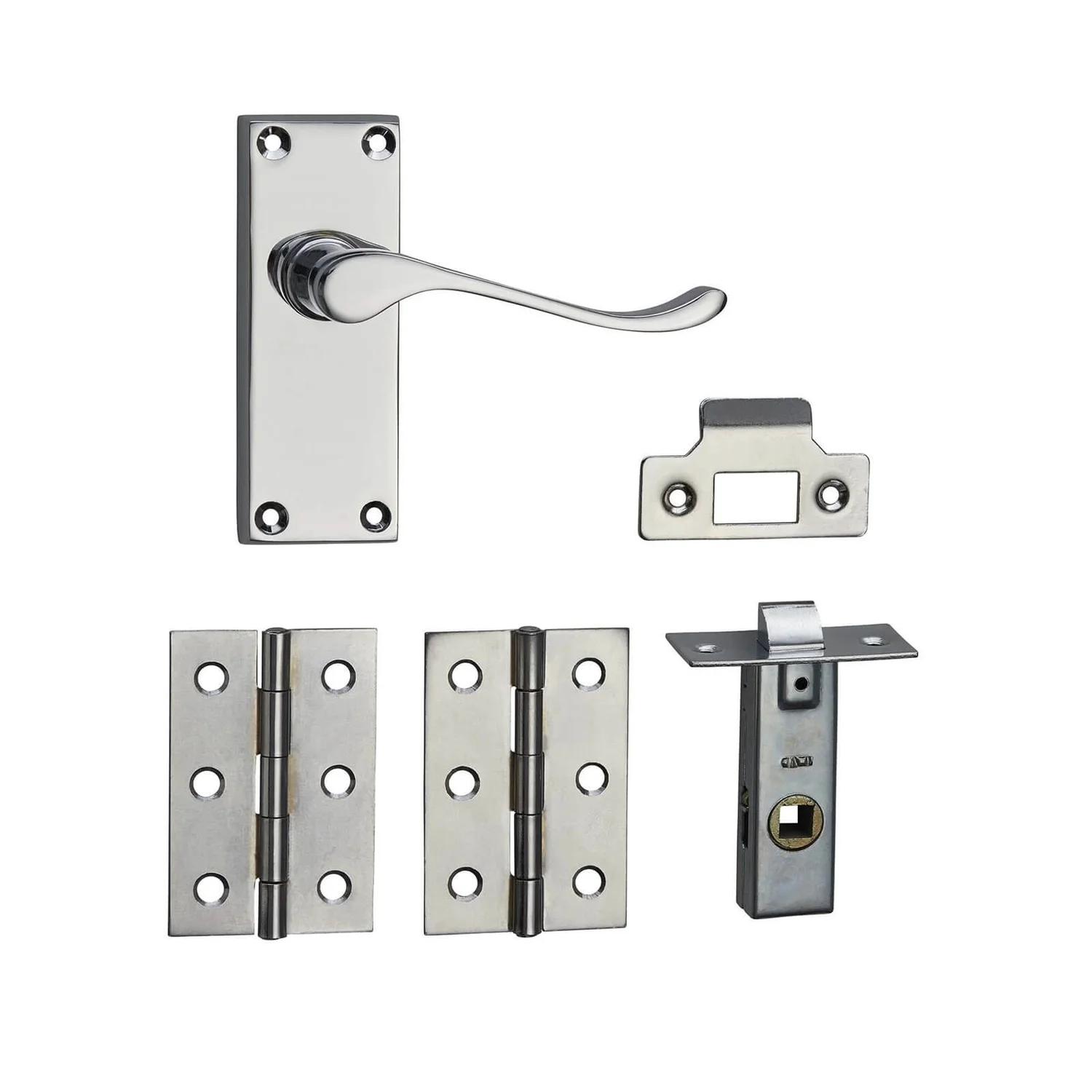 None Homebuild Victorian Scroll Short Backplate Internal Door Pack - Polished Chrome
