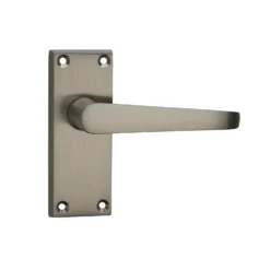 None Homebuild Victorian Straight Short Backplate Latch Lever Set - Brushed Nickel