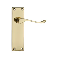 None Homebuild Victorian Scroll Long Backplate Latch Lever Set - Polished Brass