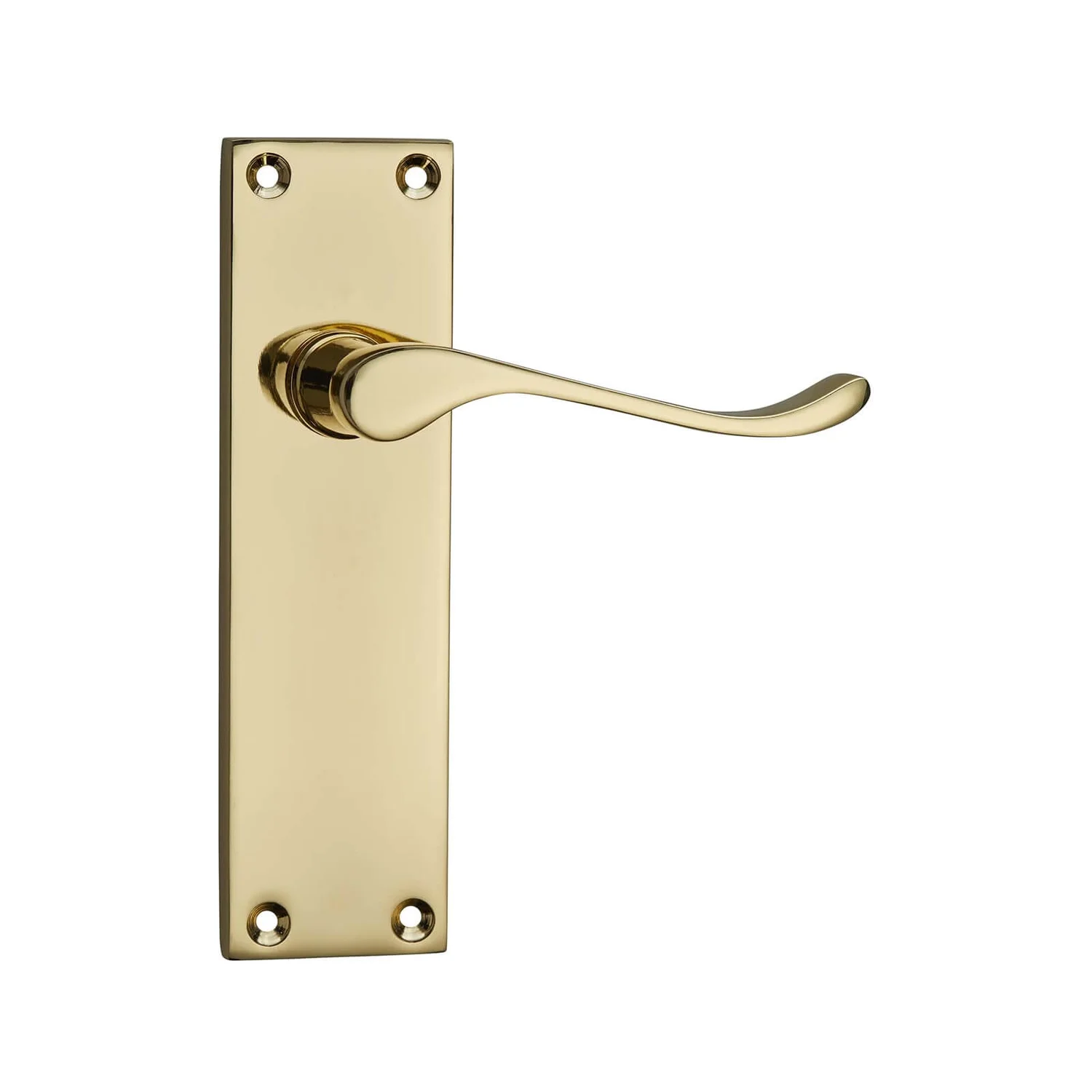 None Homebuild Victorian Scroll Long Backplate Latch Lever Set - Polished Brass