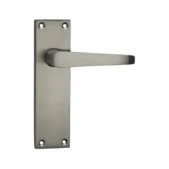 None Homebuild Victorian Straight Long Backplate Latch Lever Set - Brushed Nickel