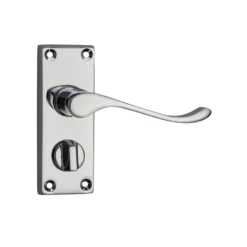 None Homebuild Victorian Scroll Short Backplate Privacy Lever Set - Polished Chrome