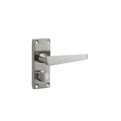 None Homebuild Victorian Straight Short Backplate Privacy Lever Set - Brushed Nickel