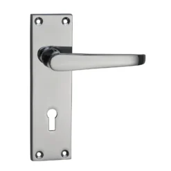 None Homebuild Victorian Straight Long Backplate Lock Lever Set - Polished Chrome