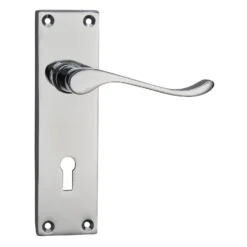 None Homebuild Victorian Scroll Long Backplate Lock Lever Set - Polished Chrome