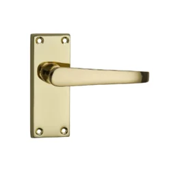 None Homebuild Victorian Straight Short Backplate Latch Lever Set - Polished Brass