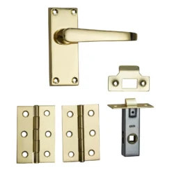 None Homebuild Victorian Straight Short Backplate Internal Door Pack - Polished Brass