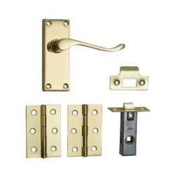 None Homebuild Victorian Scroll Short Backplate Internal Door Pack - Polished Brass