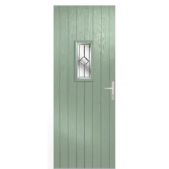 Speedwell - Glazed - Green - White Frame Exterior Door - Right Hand - 2030 X 890 X 70mm