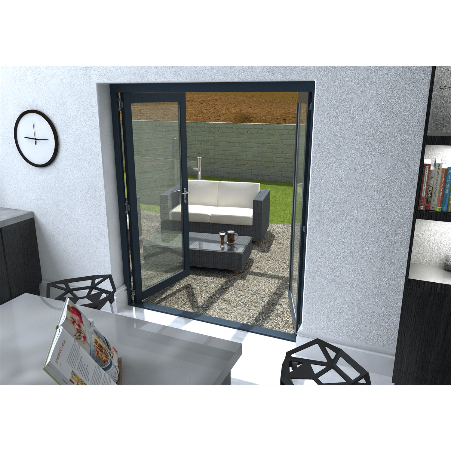 Rohden French Door Set 1800mm - Grey - Image 2