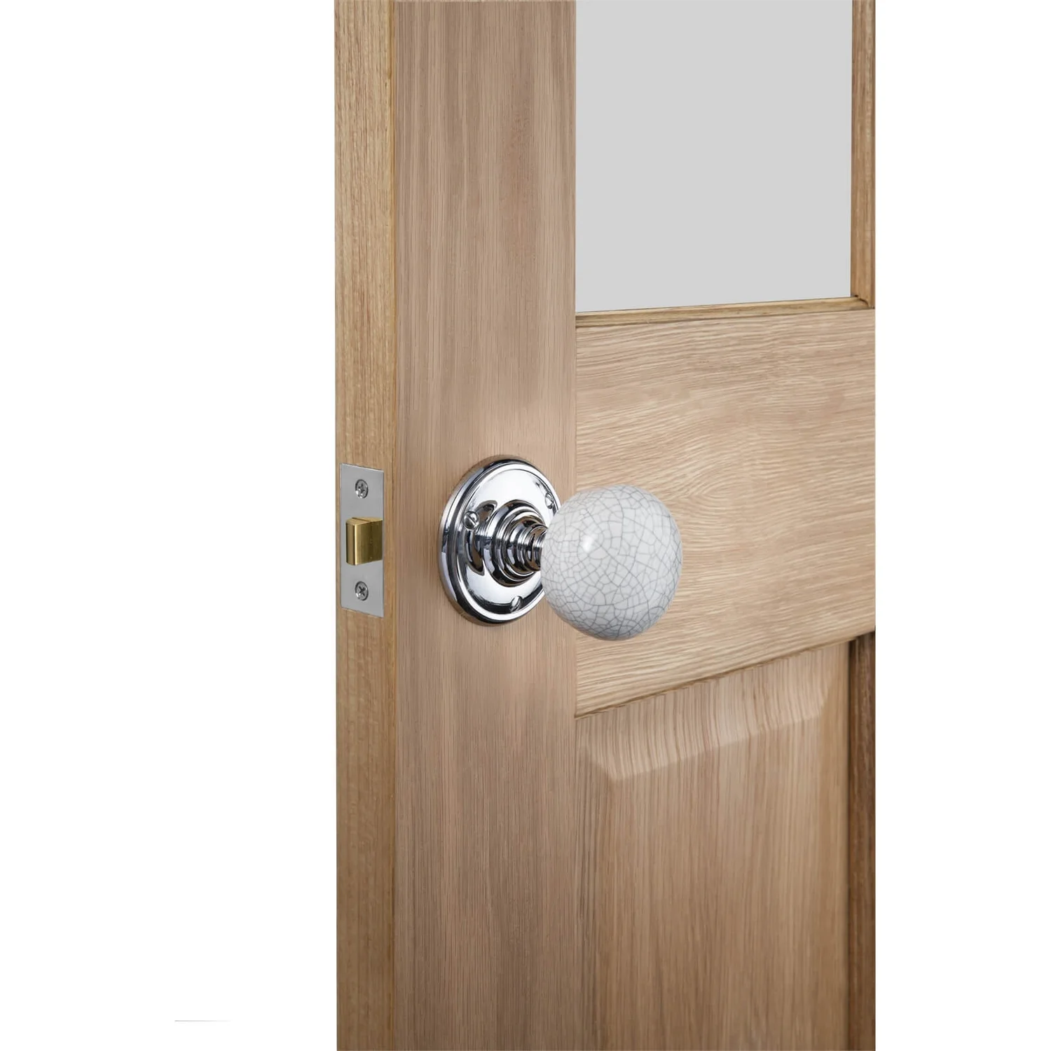 Sandleford Pittville Ceramic Mortice Knob Set - Grey Crackle & Polished Chrome - Image 2